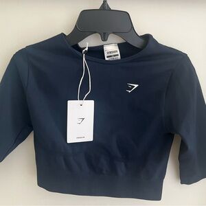 Gymshark quarter sleeve navy crop, XS